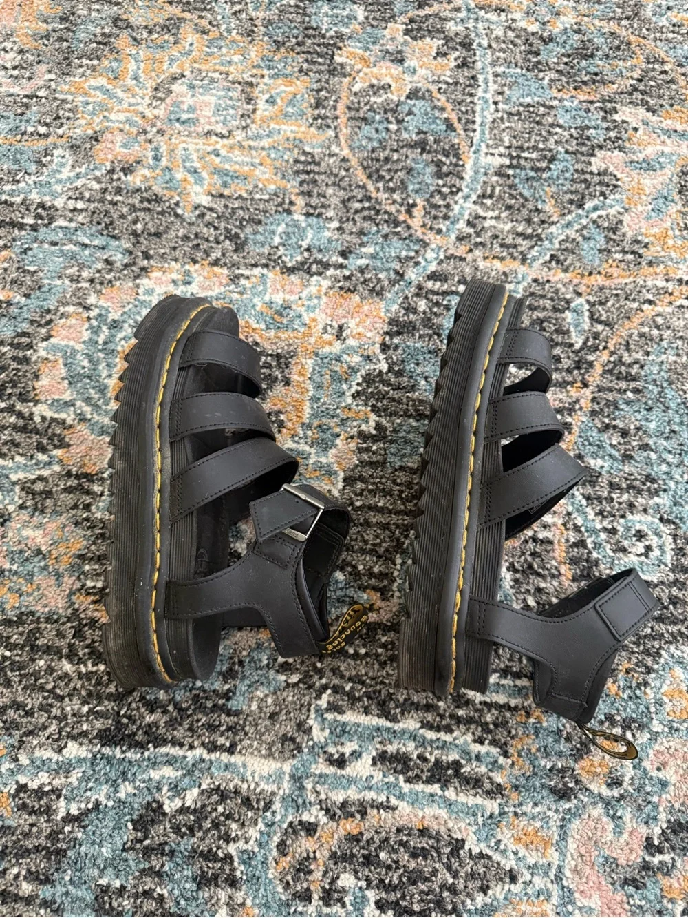 Dr. Martens Black Leather Multi-Strap Platform Sandals